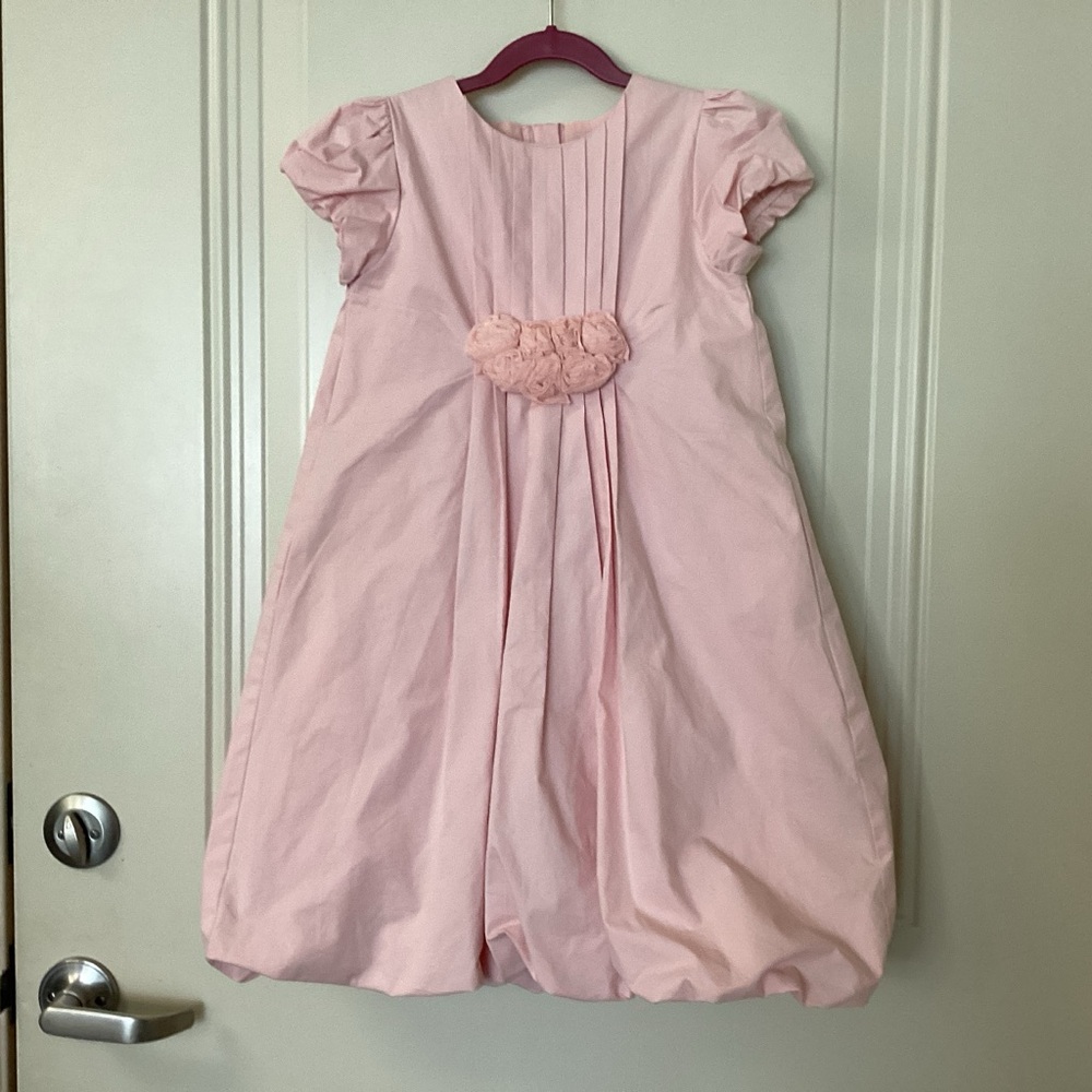 DownEast Light Pink Puff Sleeve Bubble Dress SZ 6 EUC